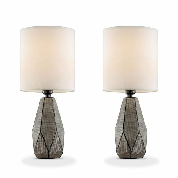 Homeroots Grey & Black Faceted Table Lamps, 2PK 468785